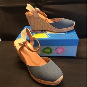 Denim Blue Espadrille Wedge Sandal